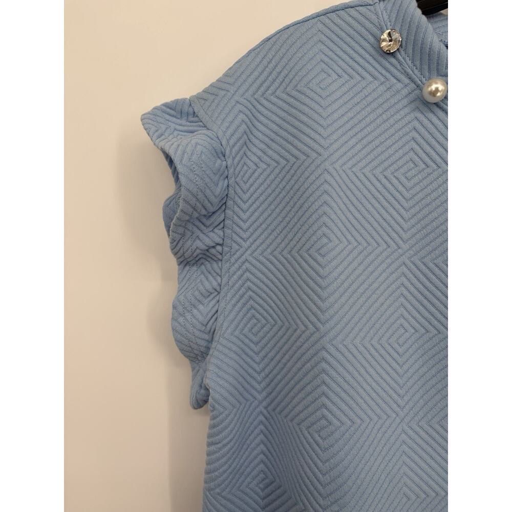 Simply Southern NWT XL Blue 2 Pc Lounge Set Pearl Rhinestone Top Wide Leg Pants - Picture 4 of 16